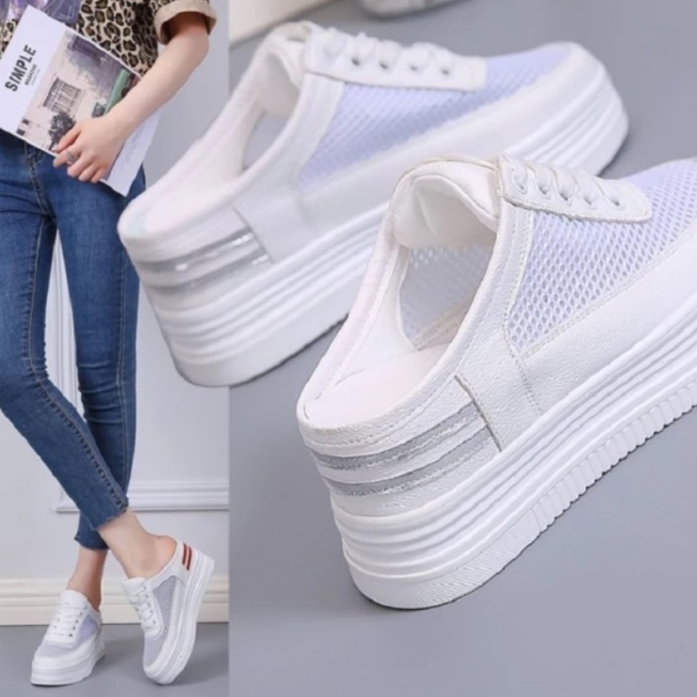 Cute open back mesh breathable sneakers